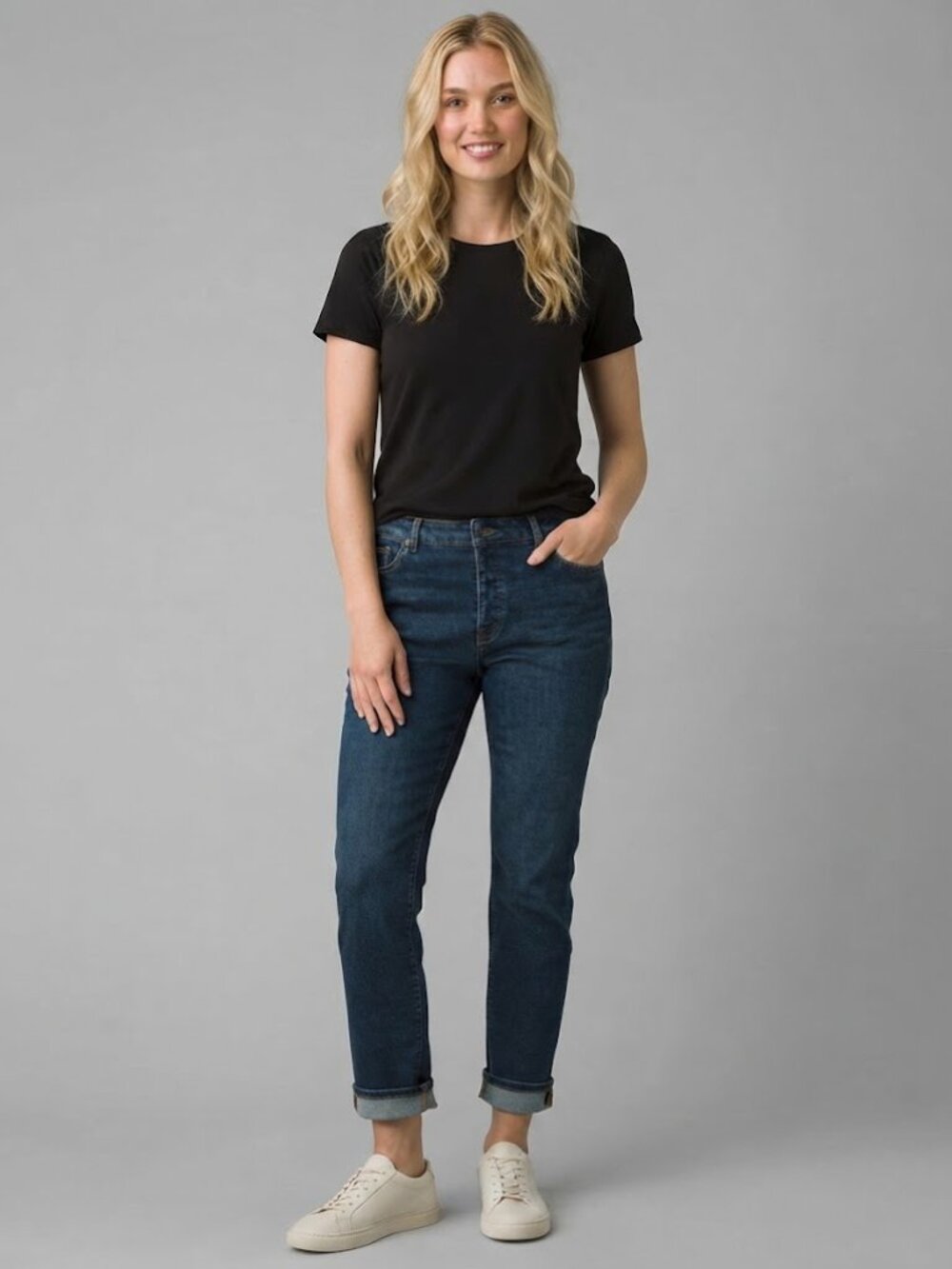 Prana Buxton Slim Boyfriend Jeans Cropped Button Fly Deep Blue Size 0/25 NWT